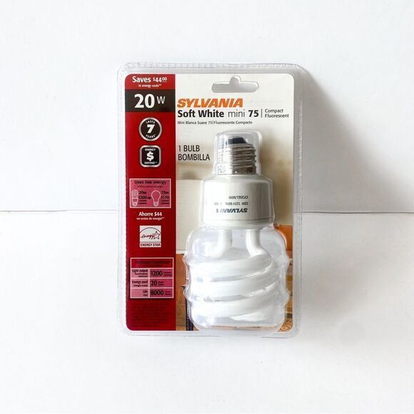 Sylvania 20W Soft White Mini 75 Compact Fluorescent Light Bulb - Picture 1 of 2